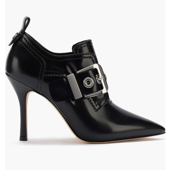 NEW LARROUDE BLACK STEWART LEATHER POINTED TOE BOOTIES BOOTS HEELS SZ 8.5 - Picture 6 of 10